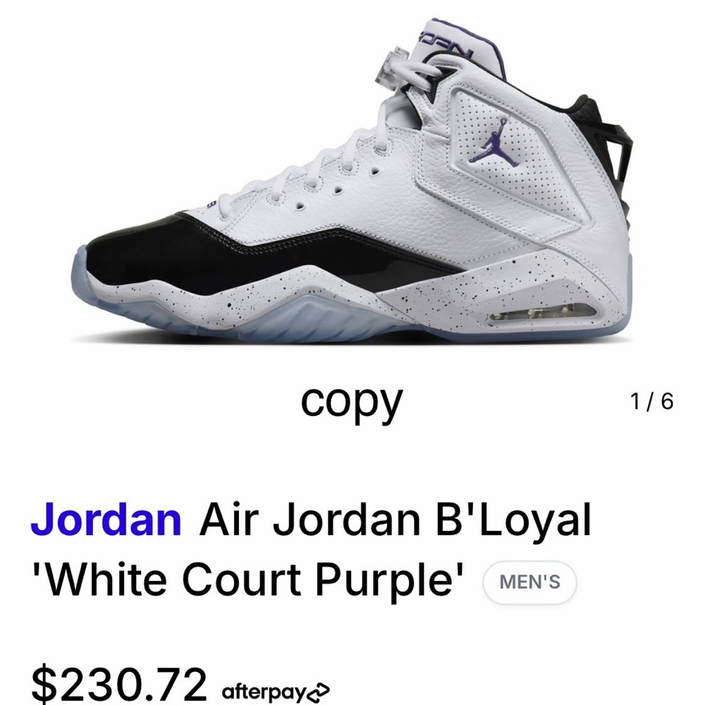 Jordan B'Loyal White and Purple Sneakers